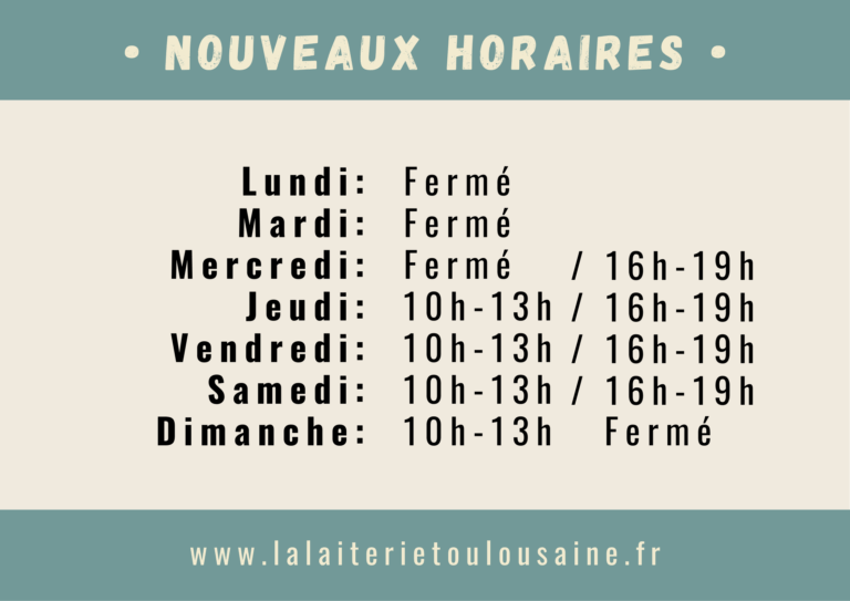 horaire laiterie toulousaine
