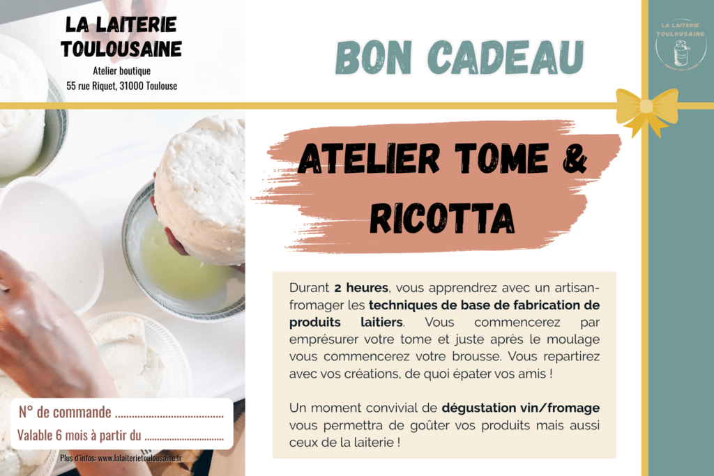 Bon Cadeau Atelier Tome & Ricotta