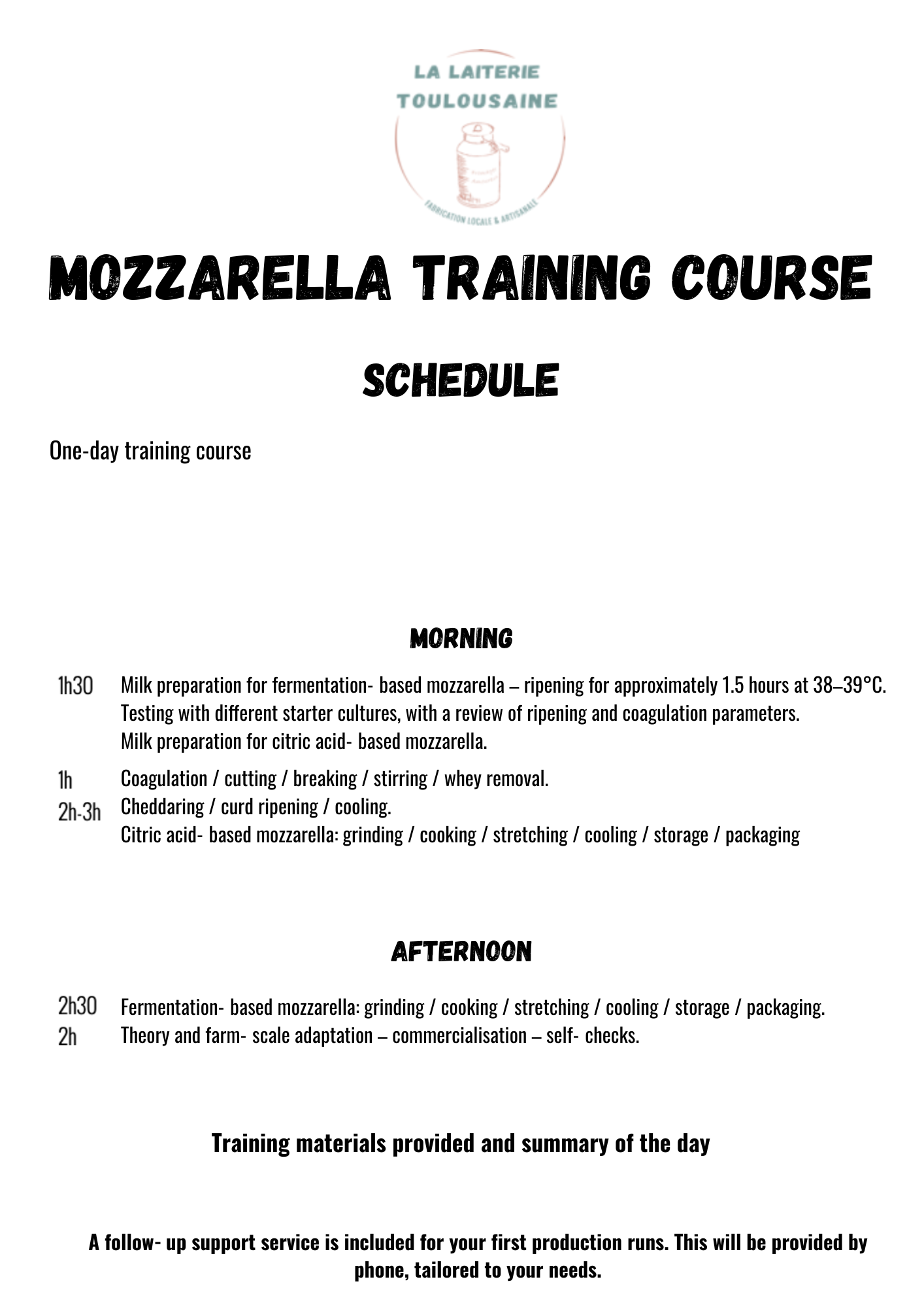 One-day Mozzarella Training